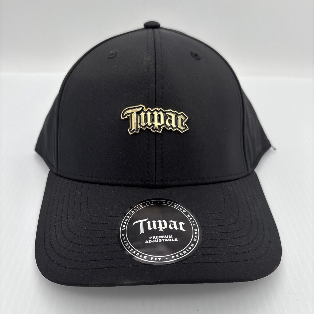 Lids Tupac Shakur Slideback Baseball Hat Black Gold Logo Premium Adjustable Cap